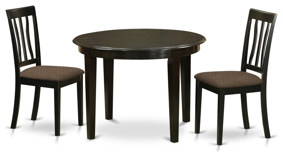 3-Piece Kitchen Table Set, Small Round Table and 2 Kitchen Chairs ...