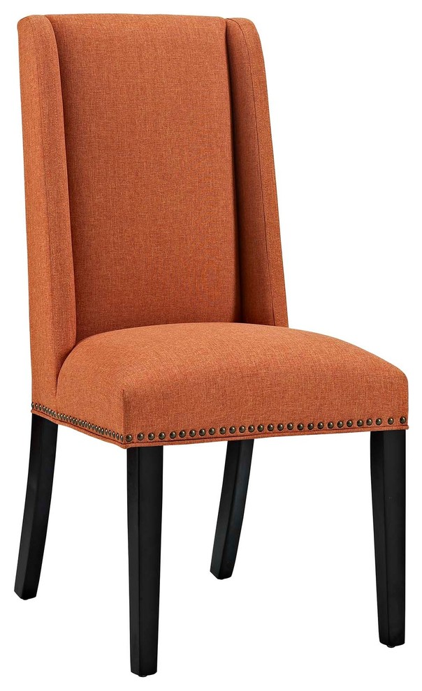 Baron Parsons Upholstered Fabric Dining Side Chair, Orange