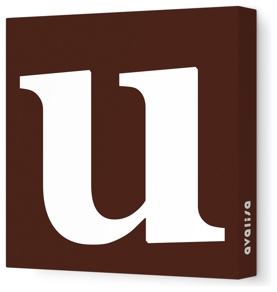 Letter - Lower Case 'u' Stretched Wall Art, 12" x 12", Brown
