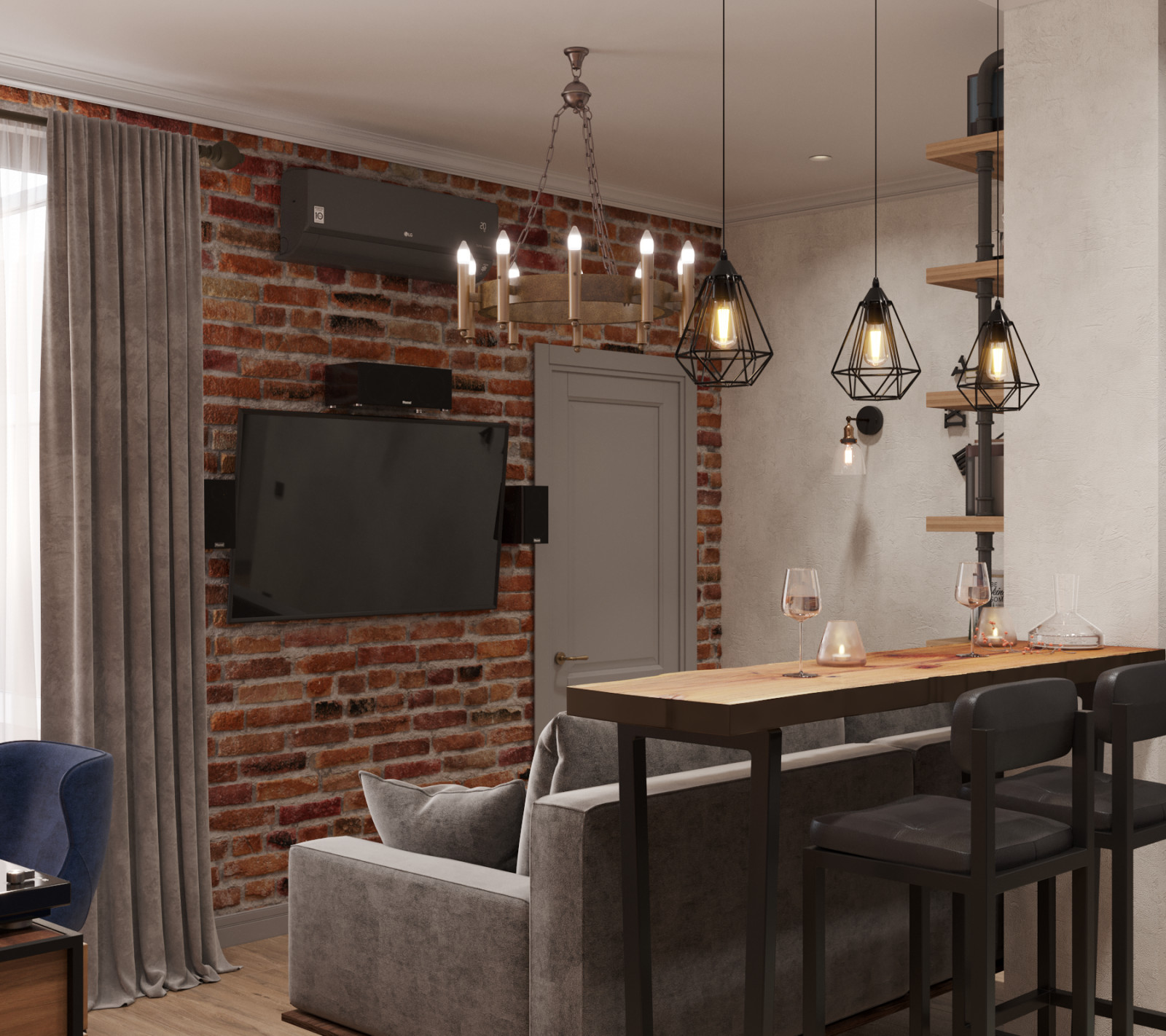 Квартира в стиле эклектика с сочетанием Лофта, Сканди и немного Востока.