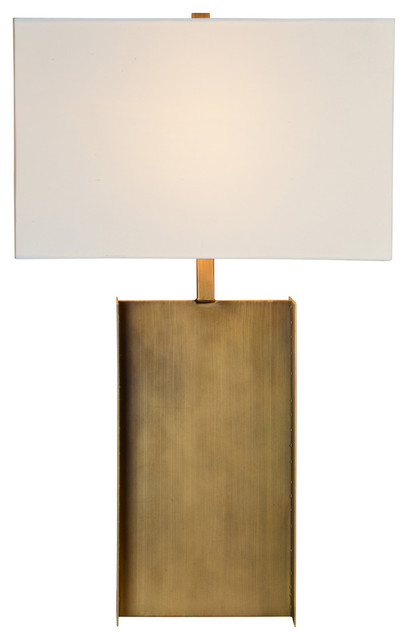 Acker One Light Small Table Lamp Brushed Bronze Off White Shade Acker One Light Small Table Lamp Brushed Bronze Off White Shade