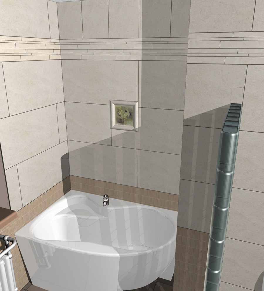 санузел с ванной и кабиной