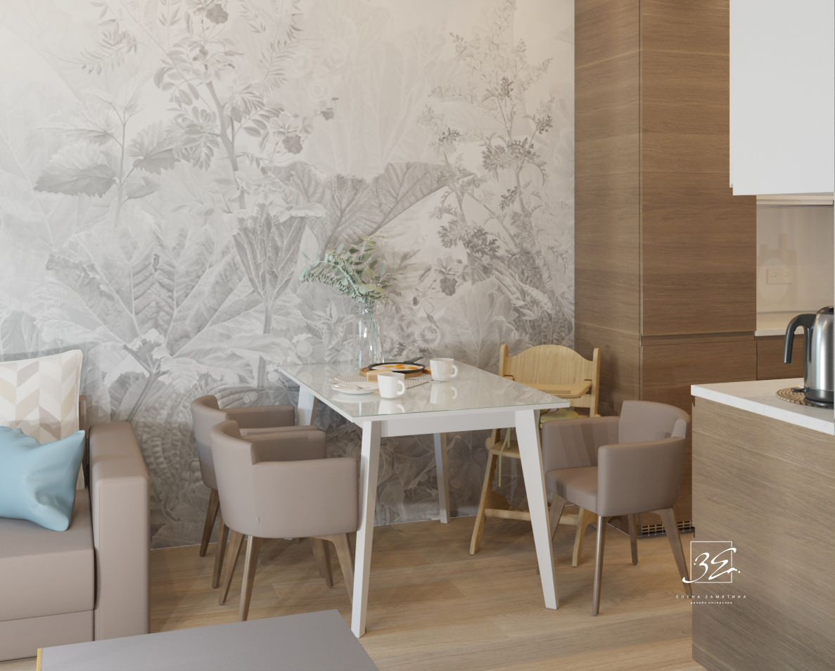 Двухкомнатная квартира-студия 45 кв.м в ЖК "SCANDIS" в современном стиле