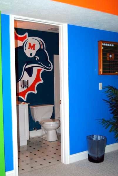 Bathroom Accessories Miami Home Design Ideas Http Www Superieur Miami Dolphins Mural In A Bathroom By Tom Taylor Of Art Llc Traditional Powder