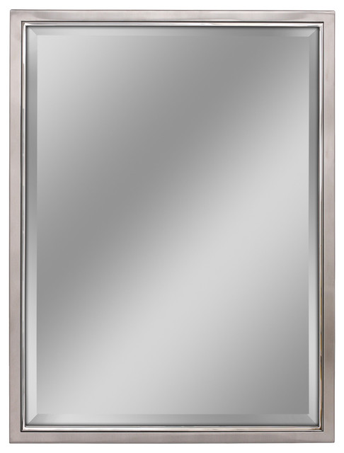 Classic Brush Nickel Chrome Wall Mirror Transitional Bathroom Mirrors By Head West Inc Houzz Classic Brush Nickel Chrome Wall Mirror, White Bathroom Mirror 30 X 40