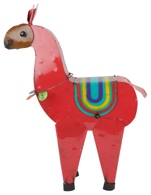 Dolly Llama Colorful Metal Sculpture - Contemporary - Decorative