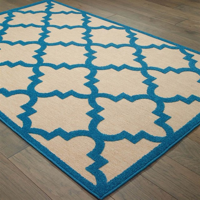 Rectangular Area Rug in Sand and Blue (10 ft. 10 in. L x 7 ft. 10 in. W)
