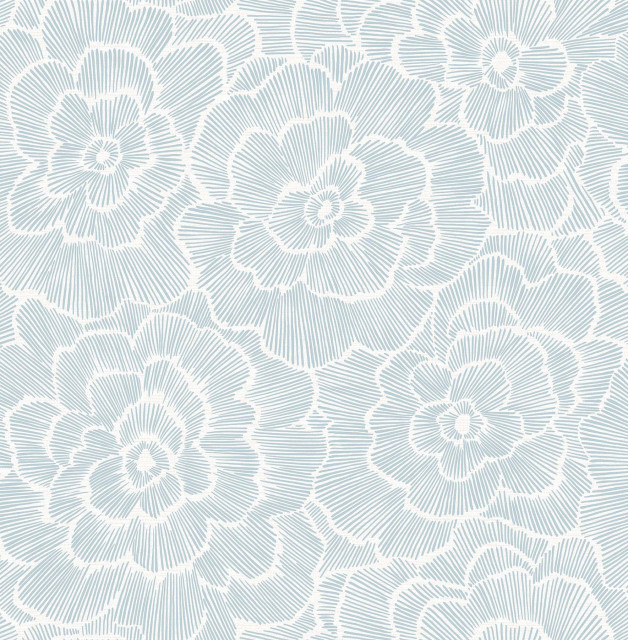 NUS4048 Saraya Peel & Stick Wallpaper in Blue Off White Contemporary
