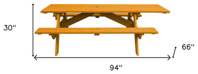 Natural Solid Wood Outdoor Picnic Table Umbrella Hole - Contemporary ...