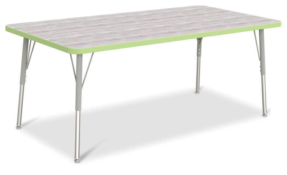 Rectangle Activity Table, 30" X 60", AHeight, Driftwood Gray/Key Lime