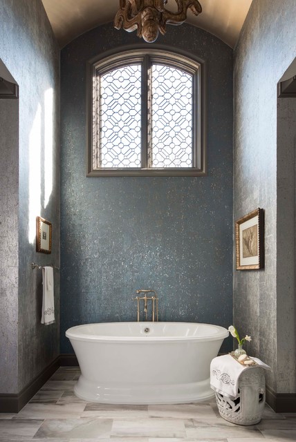 Leaded Glass Window mediterranean-bathroom