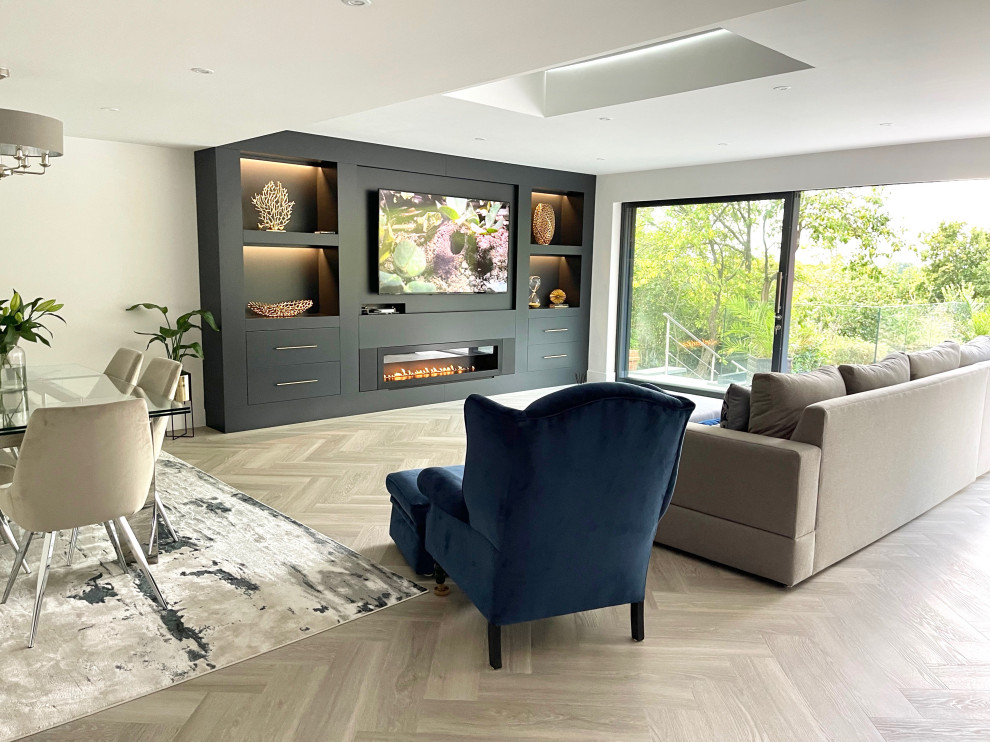 This is an example of a contemporary living room in Hertfordshire.