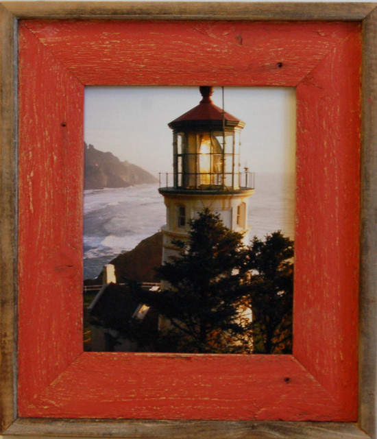 Red Barnwood Picture Frame, Lighthouse Red Distressed Wood Frame, 11"x14"