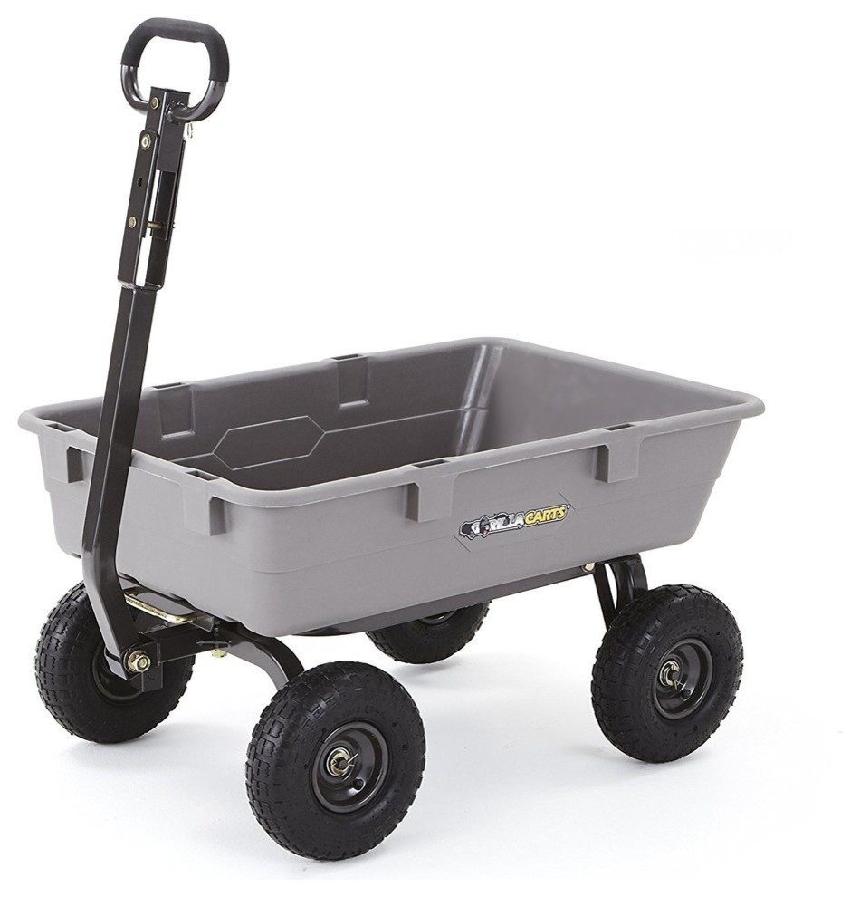 Poly Garden Dump Cart With Steel Frame And 10 Pneumatic Tires