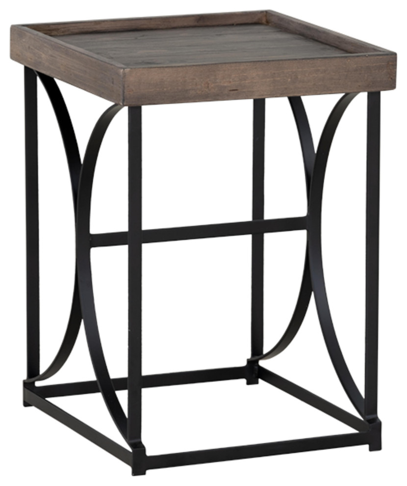 Cortesi Home Luxe End Table in Reclaimed Wood and Black Steel ...