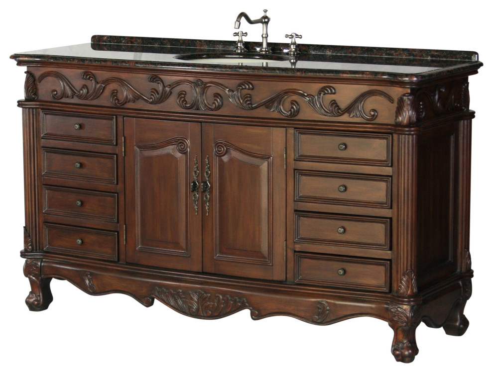 60-Inch Antique Style Single Sink Bathroom Vanity Model 3169L-BN - Victorian - Bathroom Vanities ...