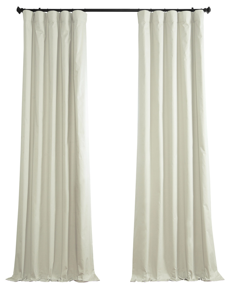Solid Cotton Blackout Curtain Single Panel, Warm Off-White, 50"x84"