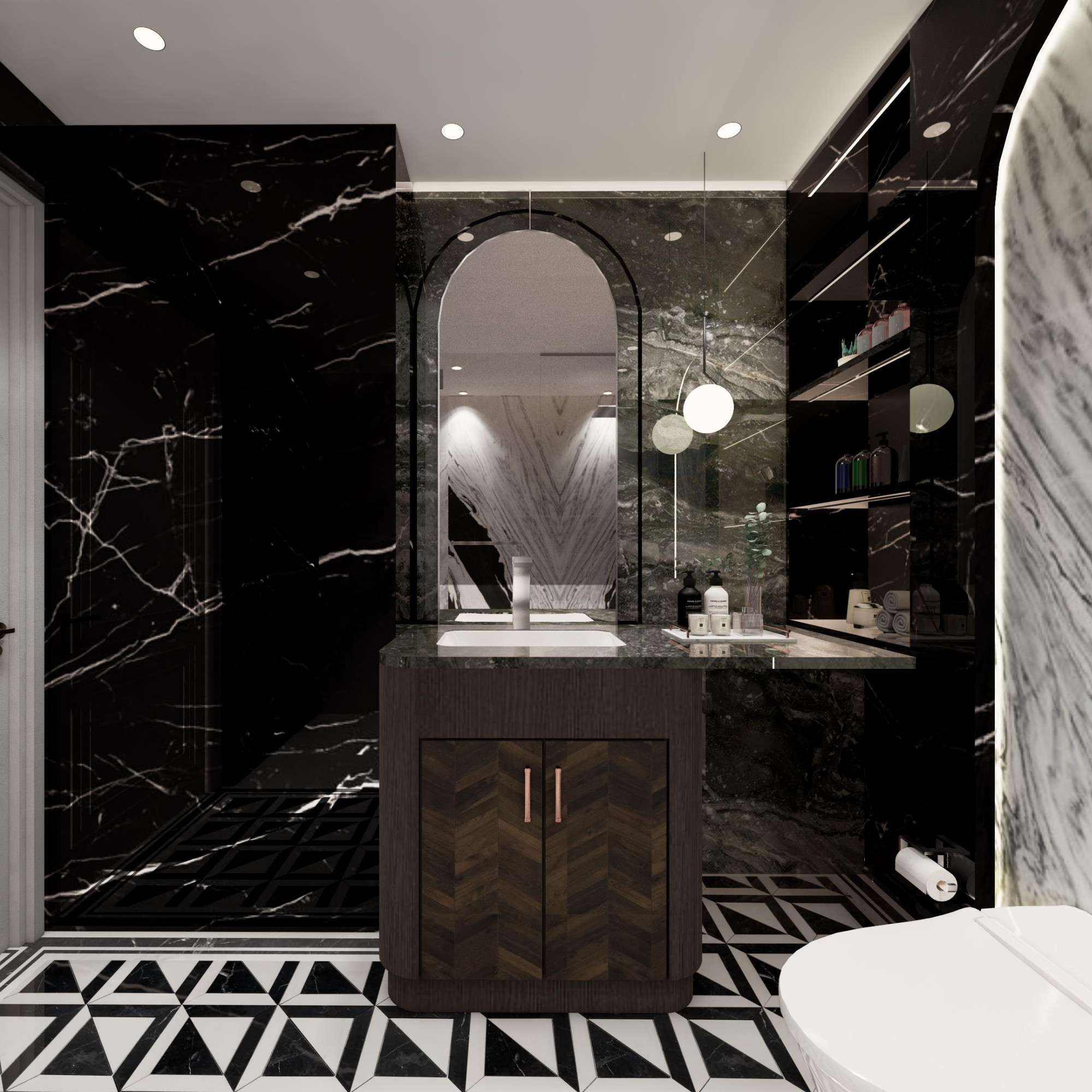 Sleek Monochrome Modern Bathroom in Mayfair