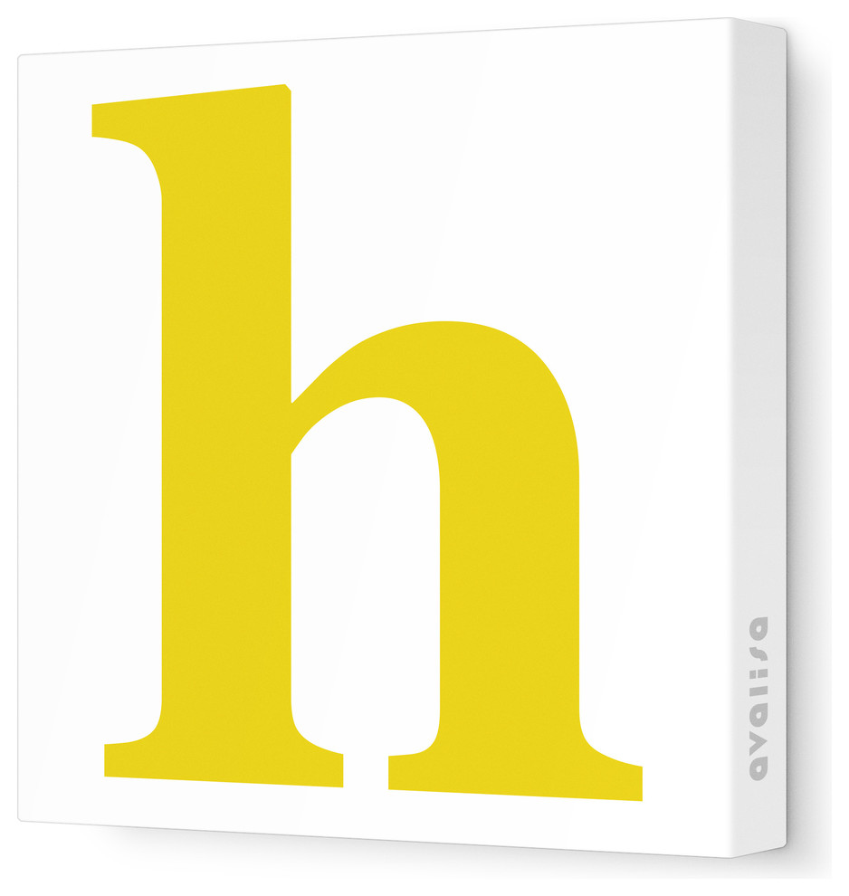 Letter - Lower Case 'h' Stretched Wall Art, 12" x 12", Dark Yellow