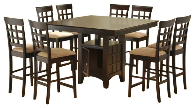 9 Piece Counter Height Dining Set With, Coaster Home Furnishings 9 Piece Counter Height Storage Dining Table