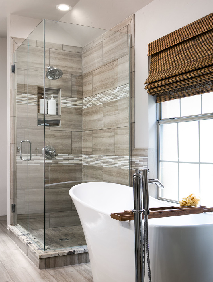 Glass Shower With Freestanding Tub - Transitional - Bathroom - Oklahoma ...
