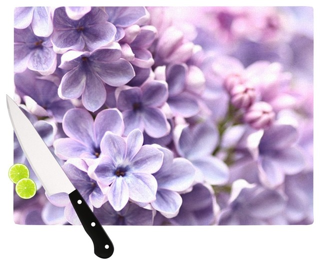 Sylvia Cook "Lilac" Purple Flowers Cutting Board, 11"x7.5"