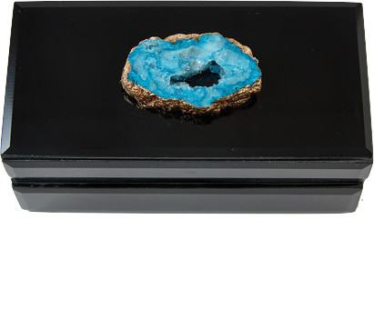 Geode Stone Topped Glass Box, Aqua