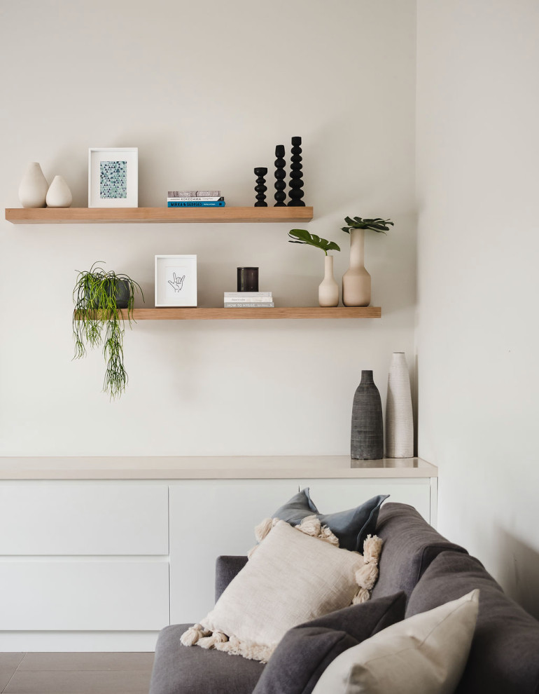 Design ideas for a contemporary living room in Melbourne.