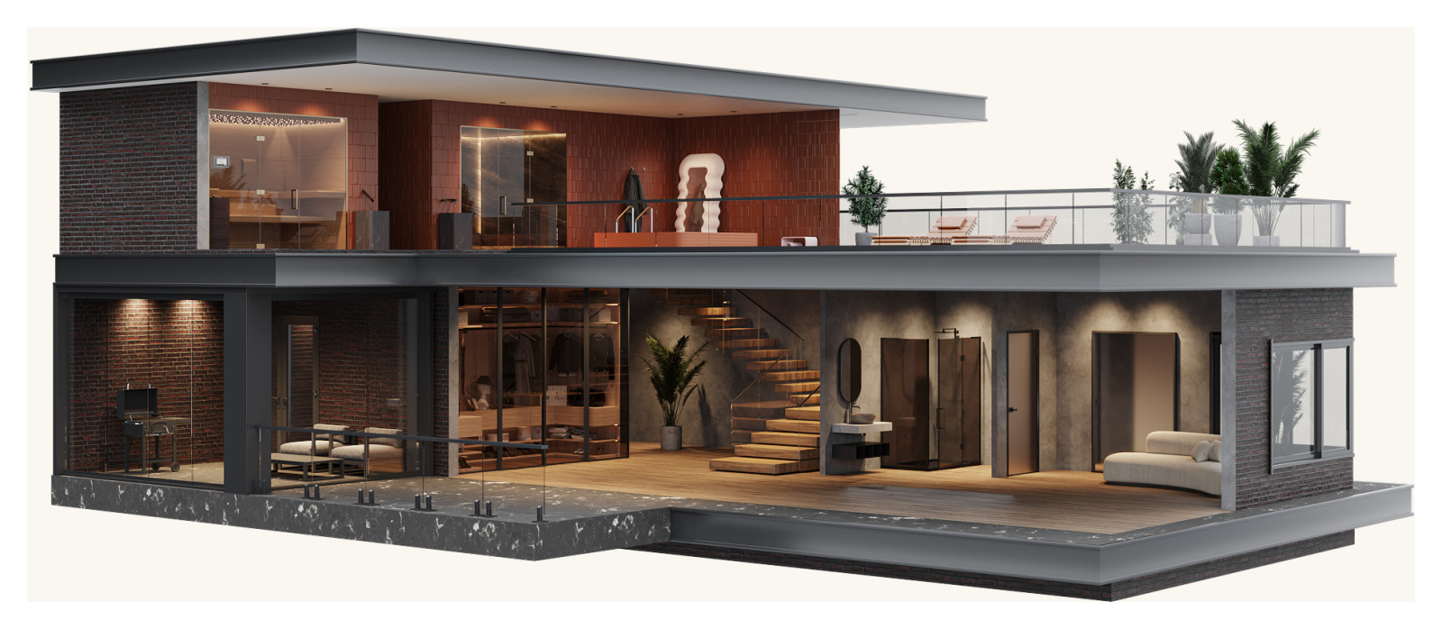 Glass House - glass in house