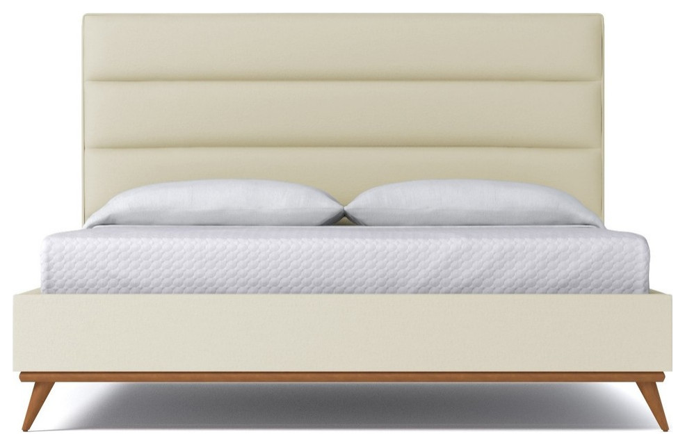 Apt2B Cooper Upholstered Bed, Buckwheat, Queen Midcentury Platform Beds by Apt2B Houzz