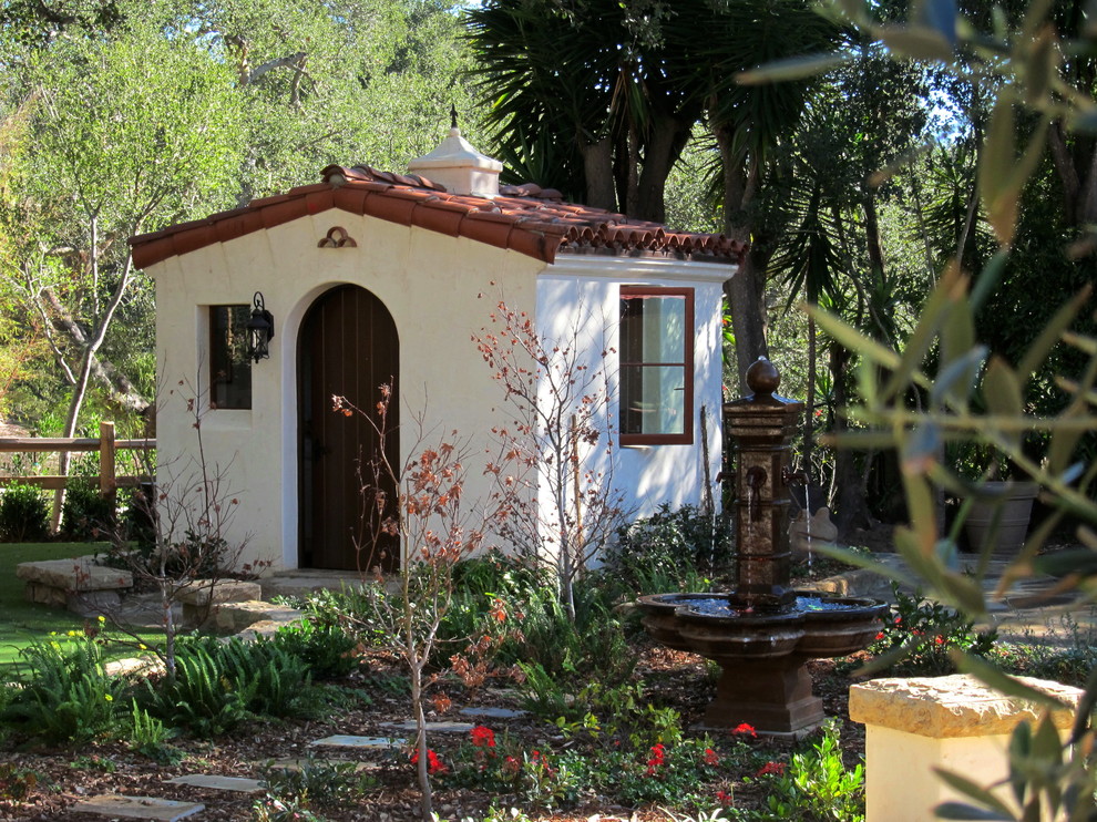 Design ideas for a small mediterranean detached garden shed in Santa Barbara.