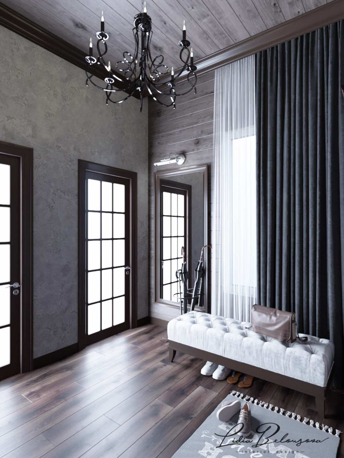 Прихожая в доме в стиле шале