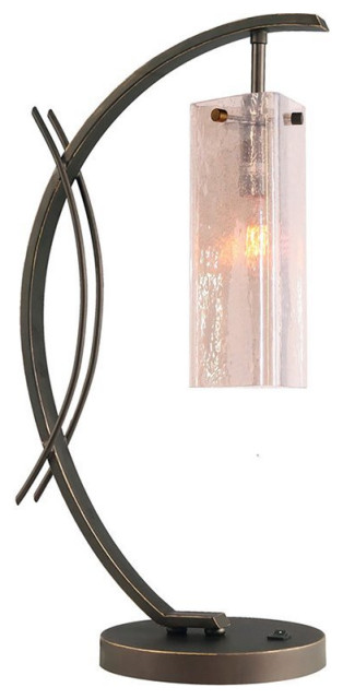Woodbridge Lighting Eclipse 1-Light Glass Plated Triangle Table Lamp, Bronze