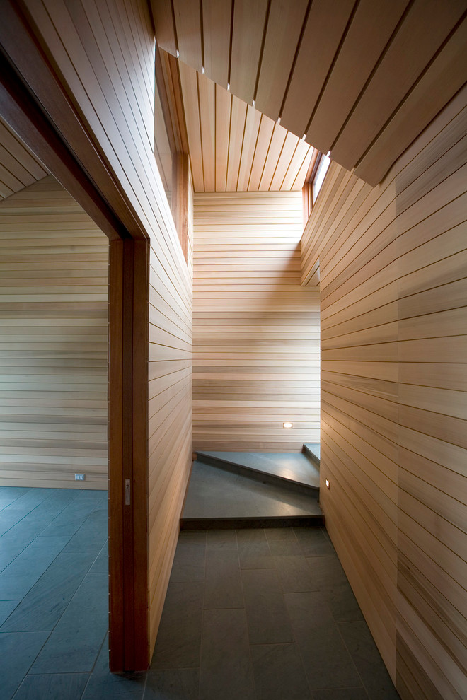 Inspiration for a mid-sized contemporary hallway in Boston.