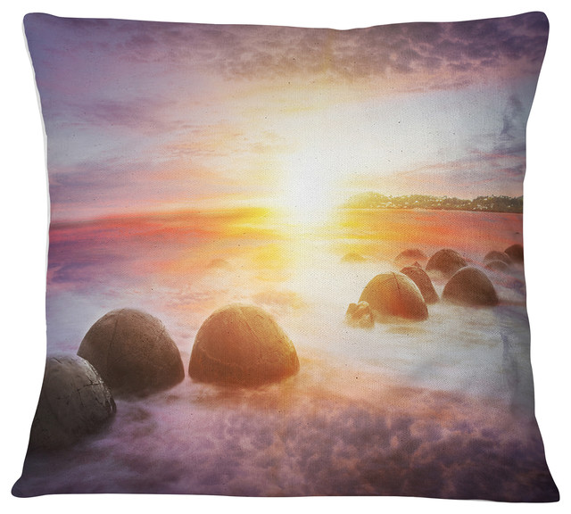 x 26 in Sofa Throw Pillow 26 in Designart CU9485-26-26 Evening Sun Over Moeraki Boulders Seashore Photo Cushion Cover for Living Room in Insert Printed On Both Side