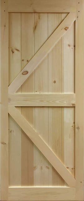 Kimberly Bay Barn Door K Rail Unfinished Solid Pine Transitional Barn Door Kimberly Bay K Rail Unfinished Solid Pine 83 5 In X 36