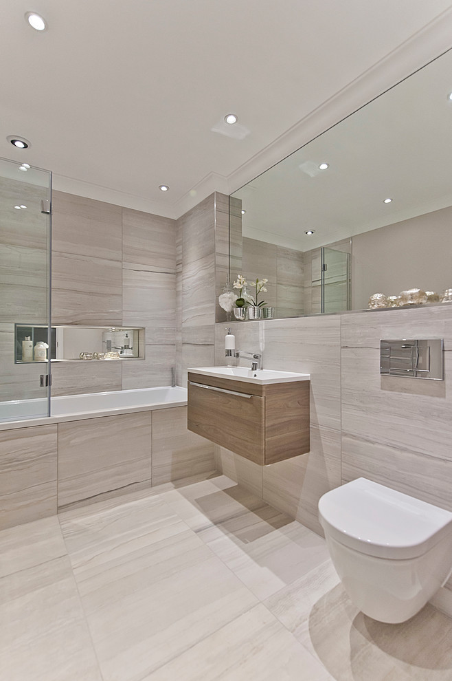 Photo of a contemporary bathroom in Surrey with a niche.