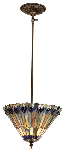 12W Tiffany Jeweled Peacock Semi-Flushmount