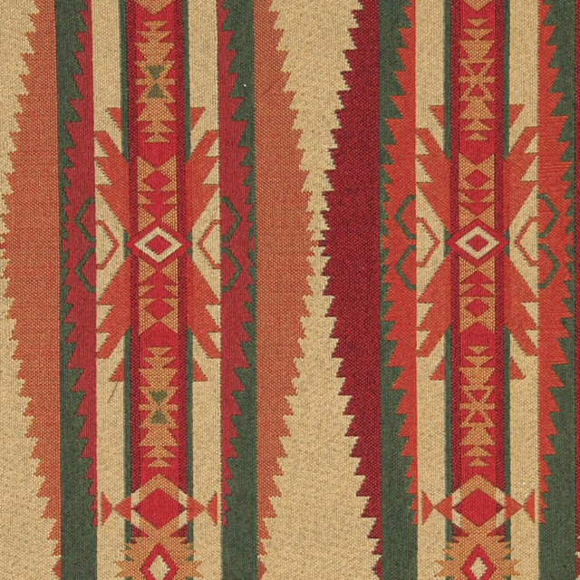 Red, Green, Biege and Orange Southwest Style Upholstery Fabric By The Yard