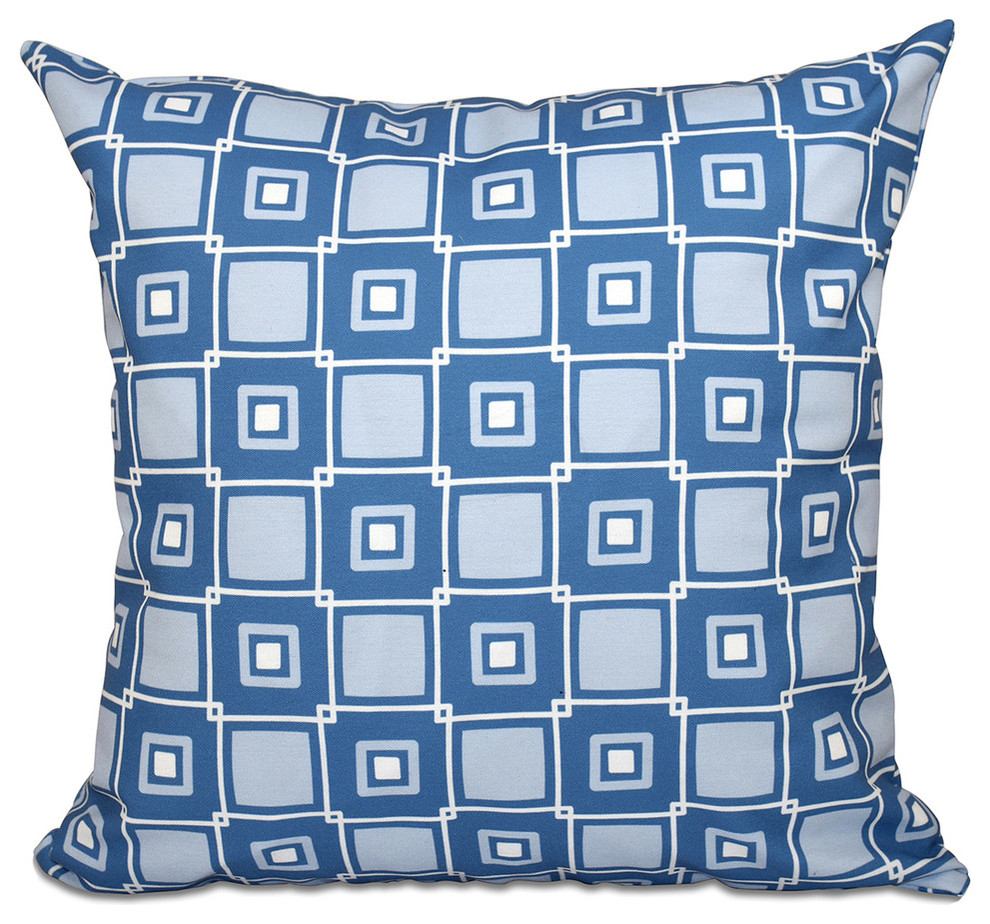 Square Pop, Geometric Print Pillow, Blue, 20"x20"