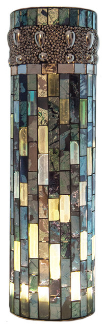 10" Bluebell Lit Mosaic Vase With LED Lights