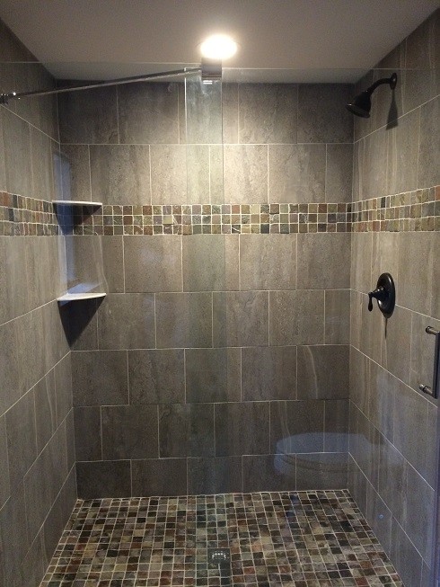 Bathroom with custom tile shower