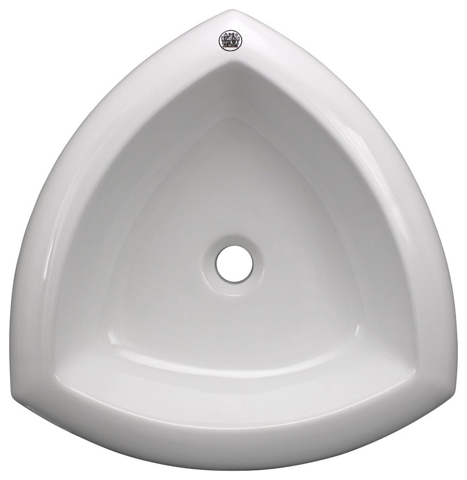 Countertop Triangle Vessel Bathroom Sink White Ceramic Sink