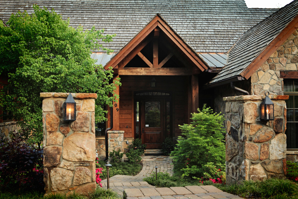 Photo of a traditional exterior in Atlanta with wood siding.