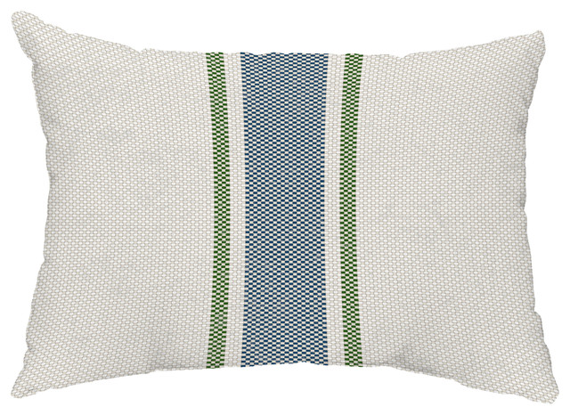 Grain Sack 14"x20" Decorative Outdoor Pillow, Navy Blue