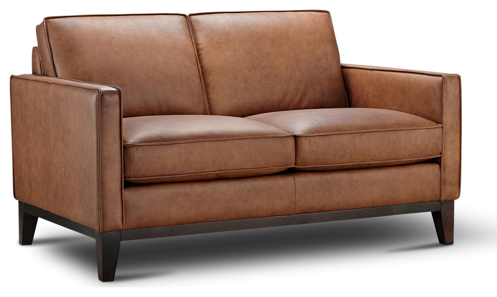 Pimlico 100 Top Grain Leather Loveseat Transitional Loveseats by