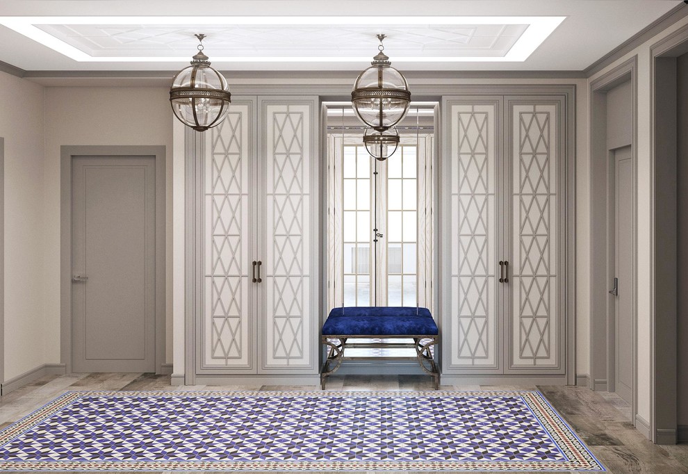 Неоклассический интерьер трехкомнатной квартиры для ЖК Покровский