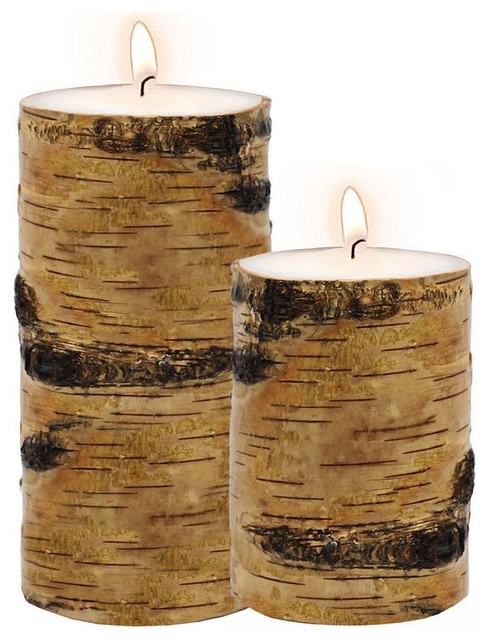 Home Studio Birch Bark Pillar Candles