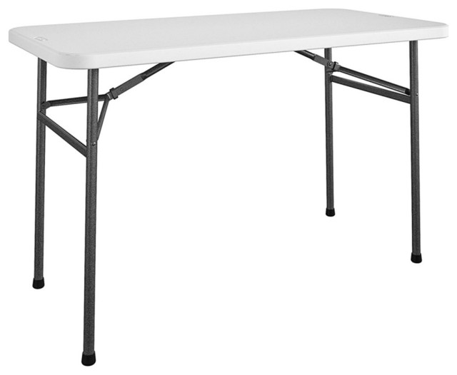 COSCO 4 ft. Straight Folding Utility Table Indoor & Outdoor in White ...