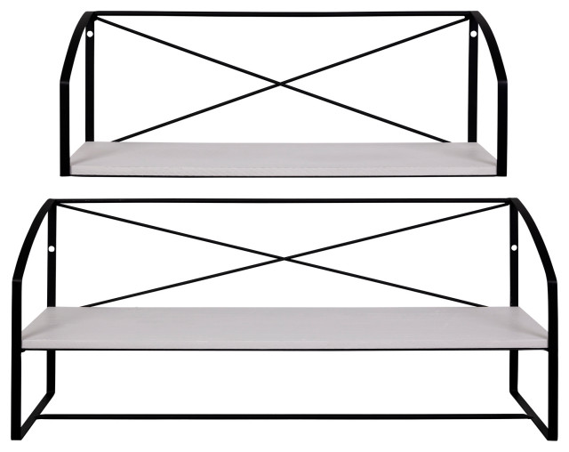 Stratton Home Decor Modern Farmhouse Set of 2 Metal and Wood Wall